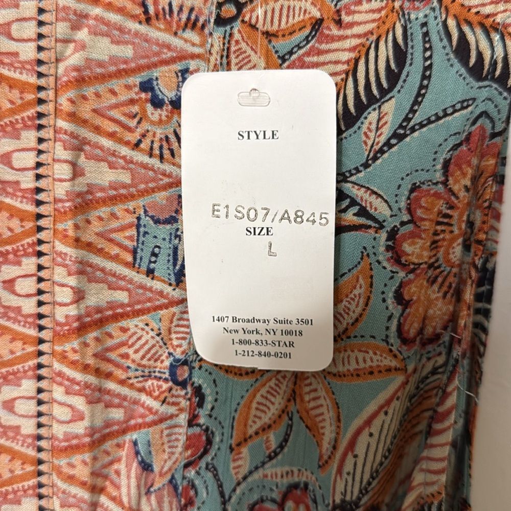 NWT Floral Shark Bite Hem Tank Dress with Waist Belt Tie Large Summer - Picture 8 of 11